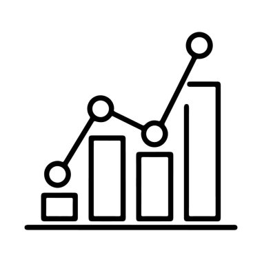 Dairesel veri noktalarına sahip bir minimalist çizgi grafiği, artan eğilimleri ve verileri görsel olarak temsil eden bir bar grafiğinin üzerine yükselir..