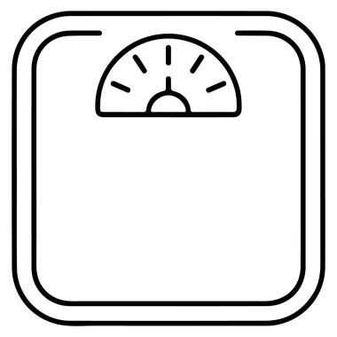 Klasik bir analog banyo terazisinin minimalist siyah beyaz taslağı, tartılmaya hazır..