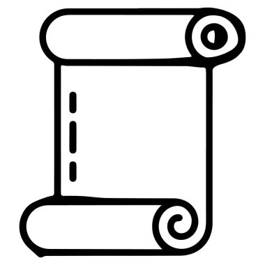 Boş parşömenli, metin ya da resim için hazır siyah beyaz bir parşömen çizimi.