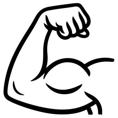 Esnek pazı kaslarının basit bir siyah beyaz çizimi, gücü ve uygunluğu sembolize eder..