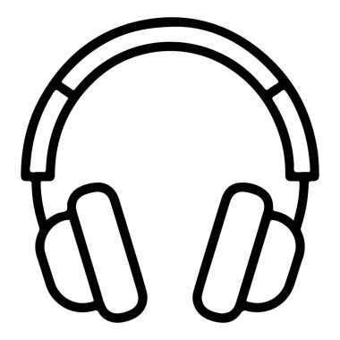 Minimalist siyah-beyaz çizgili bir kulaklık sesi ve dinlemeyi temsil ediyor..