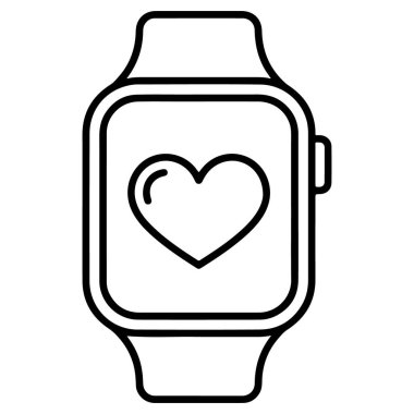 Kalp sembolü gösteren, sağlık izleme ve zindelik takibini temsil eden basit bir çizgi çizimi.