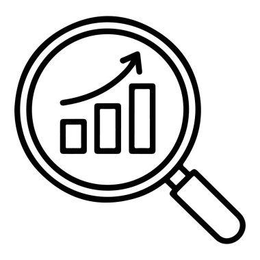 Bir büyüteç, yükselen eğilimi ve büyümeyi gösteren bir bar tablosuna odaklanır. Bu veri analizi ve iş büyümesini temsil eder.