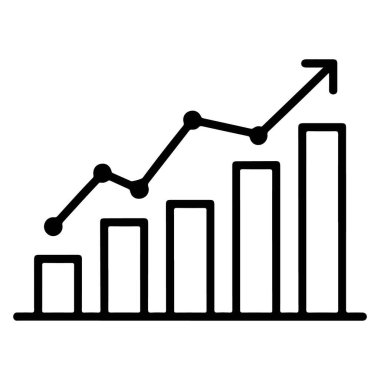 Yükselen bir çizgi grafiği olan basit, el çizimi bir bar grafiği, büyüme ve pozitif ilerlemeyi gösterir.