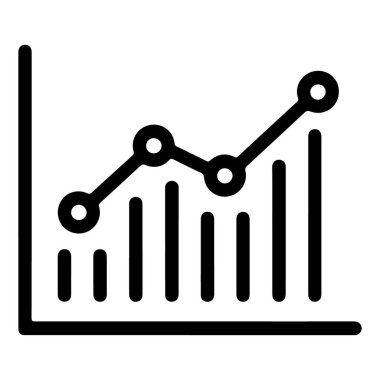 Yukarı doğru bir eğilim gösteren veri noktaları içeren basit bir siyah-beyaz çizgi grafiği bir çubuk grafiğinin üzerine yerleştirilmiştir..