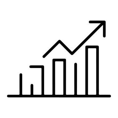 Artan değerleri gösteren bir çubuk çizelgesinin minimalist çizimi, yukarı doğru büyüme ve ilerlemeyi gösteren bir ok.