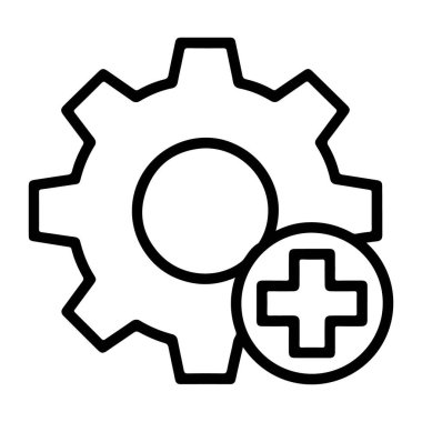 Çemberin içinde + sembolü olan, ayarları, yapılandırmayı veya yeni ögeler ekleyen basit bir ana hat simgesi.