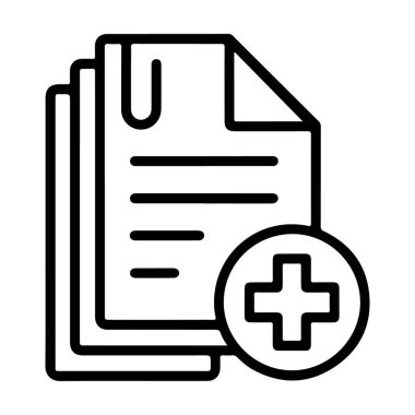 Çemberin üzerinde artı işareti olan bir yığın kağıdı birleştiren basit bir çizgi resim simgesi.