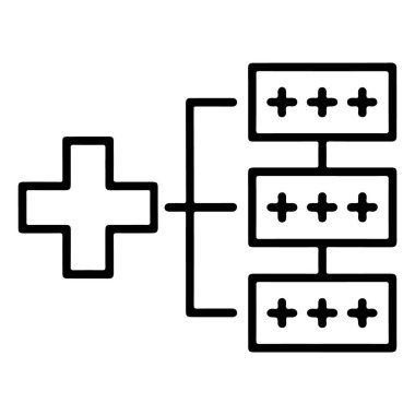 Her biri artı işaretleri içeren, bir koleksiyona eklenmeyi sembolize eden, üç istiflenmiş kutuya bağlı bir artı işareti simgesi.