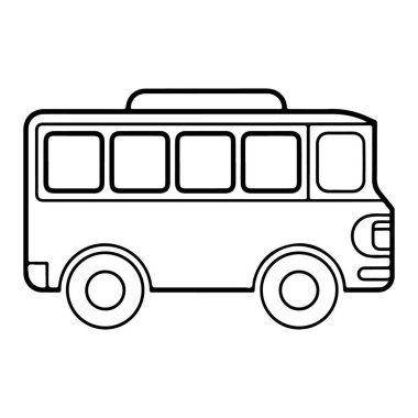 Okul otobüsünün minimalist bir çizgisi. Eğitim ve renklendirme için mükemmel..