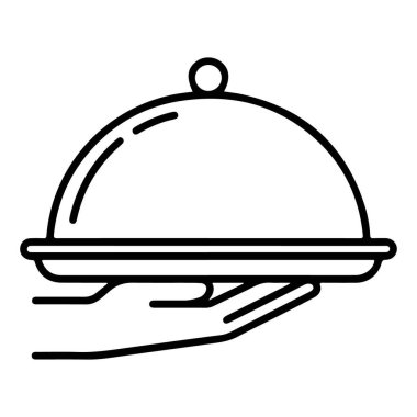 Tabakla servis tabağını tutan bir elin minimalist çizgisi..