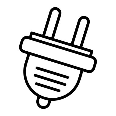 Standart bir elektrik prizinin iki çatallı siyah beyaz çizimi.