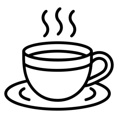 Sıcak bir bardakta yükselen buharlı siyah beyaz bir içecek çizimi..