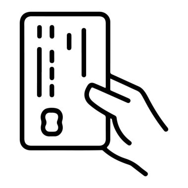 Finansal işlemleri sembolize eden, kredi kartı tutan bir elin basit bir çizgisi..