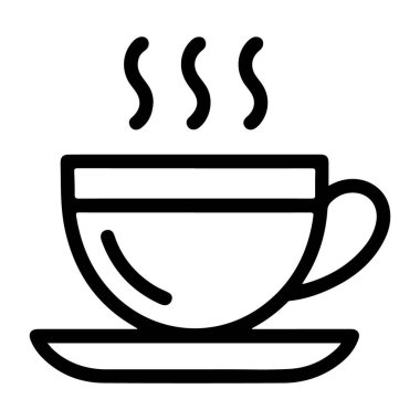 Sıcak bir bardağın içinde yükselen buharlı bir bardağın minimalist siyah beyaz çizgisi.