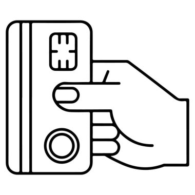 Bir el, ödeme terminaline veya yuvaya çipli bir kredi kartı yerleştirir.