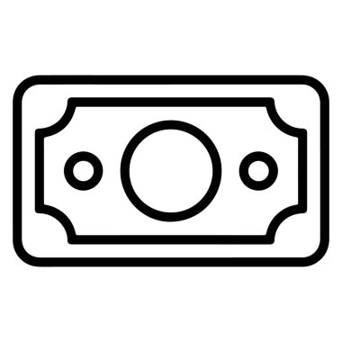 Yuvarlak köşeli tek bir banknotun minimalist siyah beyaz çizgisi..