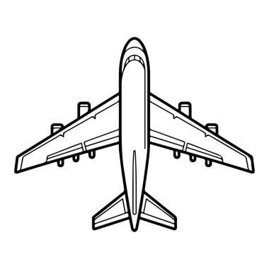 Doğrudan yukarıdan görülen bir uçağın basit bir siyah beyaz çizgisi.