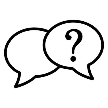 İki el yapımı konuşma balonu, biri soru işareti içeriyor, iletişimi ve soruşturmayı simgeliyor..