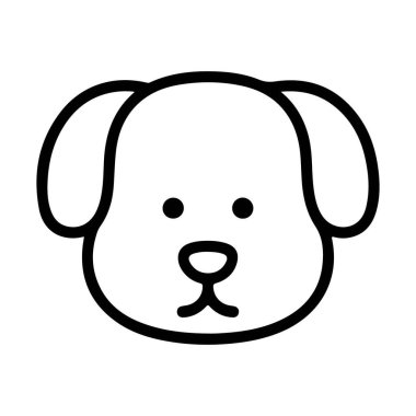 Yumuşak kulaklı ve tatlı bir ifadeyle dost bir köpeğin yüzünün minimalist siyah beyaz çizgisi..