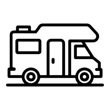 Eğlence aracı ya da karavanın minimalist siyah beyaz çizgisi.