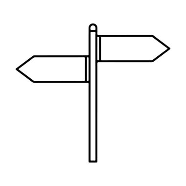 Zıt yönleri gösteren iki boş oklu bir işaret direğinin basit bir çizimi.