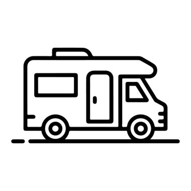 Karavan ya da karavan olarak da bilinen bir eğlence aracının minimalist çizimi..