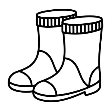 Yağmurlu günler için hazırlanmış uzun lastik çizmelerin siyah ve beyaz çizgileri..