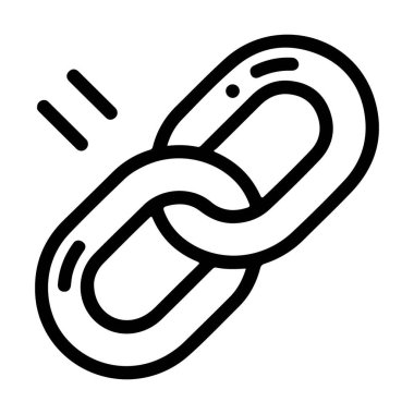 İnce hareket çizgileriyle bağlı zincir bağlantısını temsil eden bir minimalist çizgi sanat simgesi.