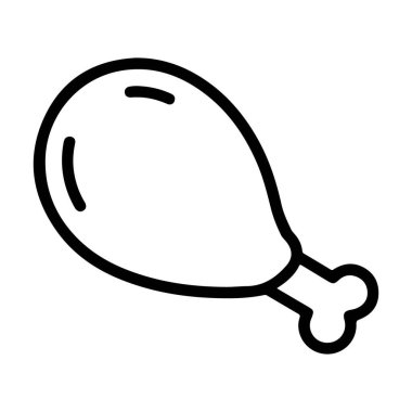 Pişmiş tavuk budu temsil eden minimalist siyah beyaz çizgili bir sanat simgesi.