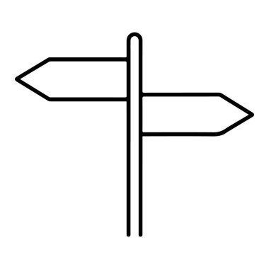 Zıt yönleri gösteren iki boş oklu bir işaret direğinin basit bir çizimi.