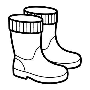 Açık hava giysisi için bir çift uzun lastik çizmenin siyah beyaz çizgisi..