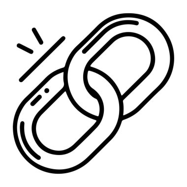 Kırık bir zincir halkasının basit bir siyah beyaz çizimi kopmuş bir bağlantıyı işaret ediyor..