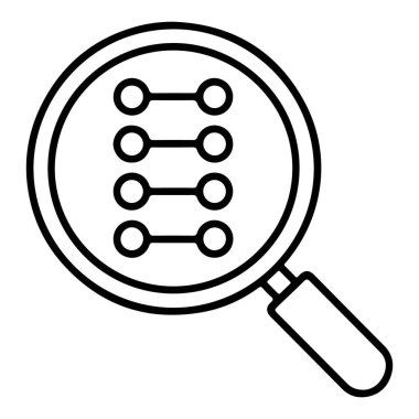 Bağlı düğüm veya veri noktaları ağını inceleyen bir büyüteç gösteren biçimlendirilmiş bir simge.