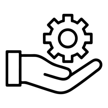 Çarkçığı destekleyen, servisi, mekaniği veya çözümleri temsil eden açık bir el çizgisi çizimi.