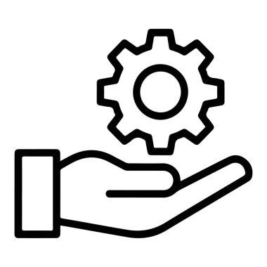 Basit bir çizgi resim simgesi açık bir eli, bir vitesi, teknik desteği veya yardımı temsil eder..