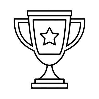 Ortasında bir yıldız olan klasik bir kupanın minimalist çizimi başarıyı simgeliyor..