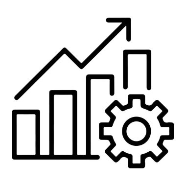 Bir çizgi grafiği, verimliliği temsil eden bir dişli sembolünün yanında yukarı doğru eğilimi gösterir.