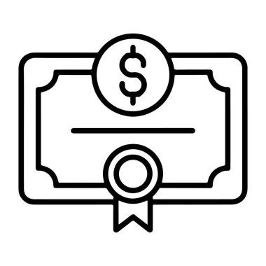 Finansal sertifikayı ya da ödülü temsil eden siyah beyaz çizgili bir sanat simgesi..