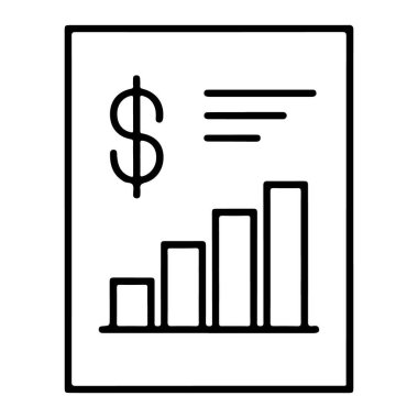 Yükselen bir çubuk grafiği ve dolar işaretini gösteren basit bir çizgi çizimi.