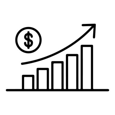 Yükselen bir ok ve bir dolar işareti olan basit bir çizgi çizimi.
