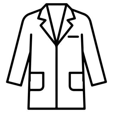 Klasik beyaz önlüklü, cepleri ve yakaları olan minimalist bir taslak..