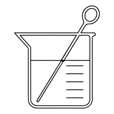 Sıvı ve karıştırıcı çubuk içeren basit bir deney tüpü çizimi.