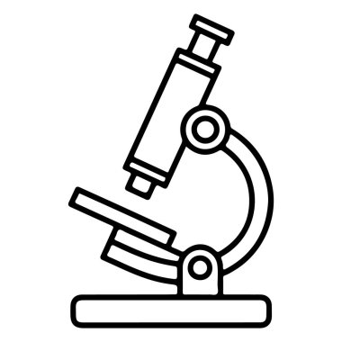 Bileşik mikroskobun minimalist siyah beyaz çizgili sanat çizgisi çizimi, eğitici veya bilimsel bağlamlar için idealdir.