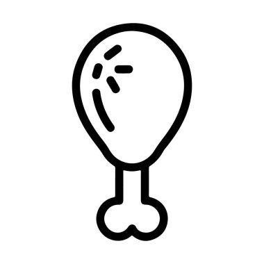 Minimalist siyah beyaz çizgili, tek pişmiş tavuk budu ve kemikleri görünür..