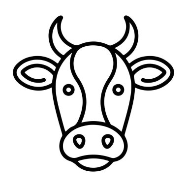 Boynuzları ve kulakları olan bir ineğin siyah beyaz çizgisi..