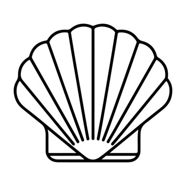 Siyah beyaz sunulan deniz kabuğunun minimalist çizimi..