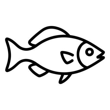 Sağa bakan tek bir balığın minimalist siyah beyaz çizgisi..