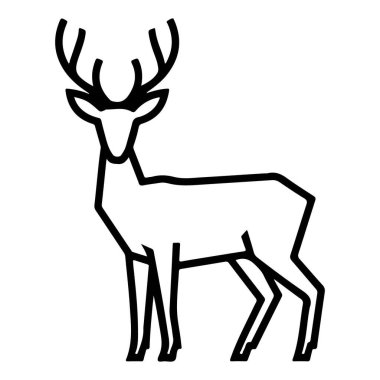 Kafası dik duran bir geyiğin basit, zarif, siyah beyaz çizgisi..