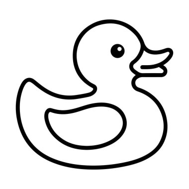 Klasik lastik ördeğin minimalist siyah beyaz çizgisi, çocuk teması için mükemmel..